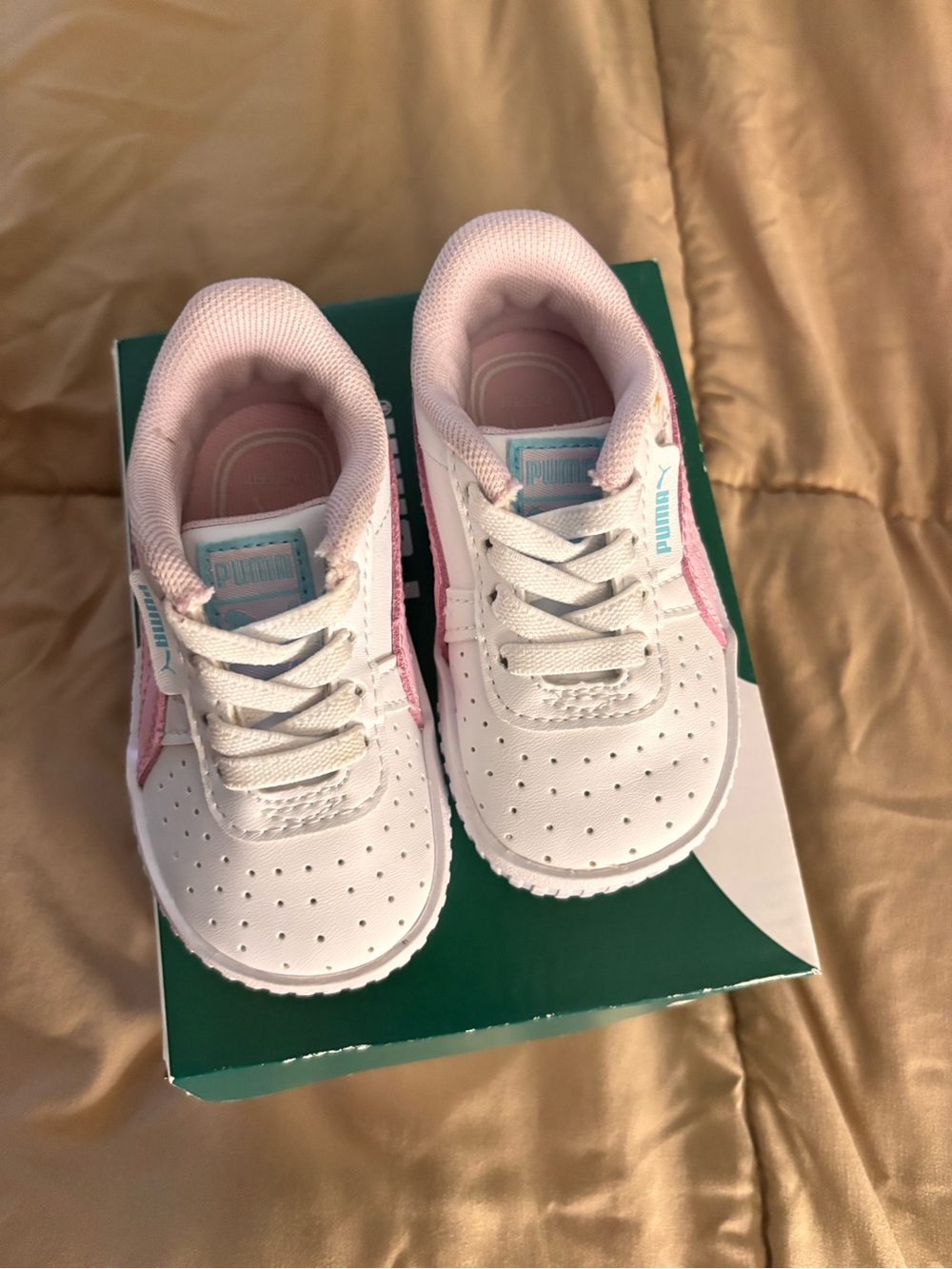 Puma Kids White and Light Pink Casual Sneakers